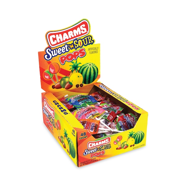 Paletas Dulces y Ácidas, 195 lb, Sabores Variados, Paquete de 48, 48 Paquetes - 295132