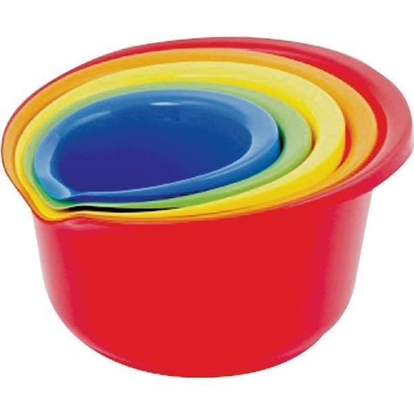 Chef Craft Mixing Bowl Set, 0.9, 1.5, 2.5, 4, 5.5 qt, Plastic, Assorted - 21663