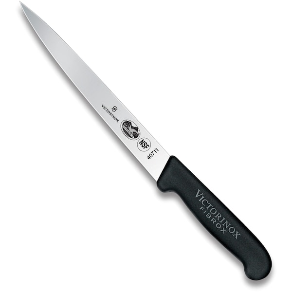 Swiss Army Brands Victorinox 40711 Kitchen Fibrox Pro Black Fillet - Straight, 8In Flexible Blade - VIC-5.3703.20