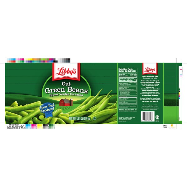 Libbys Libby Green Bean Cut Mix Colador Bajo en Sodio 101 oz., Paquete de 6 - F003710003328