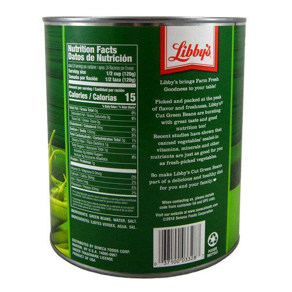 Libbys Libby Green Bean Cut Mix Colador Bajo en Sodio 101 oz., Paquete de 6 - F003710003328