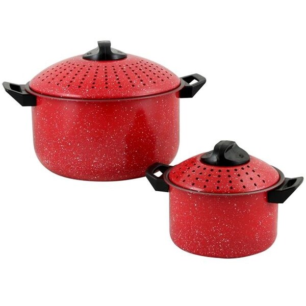 Gibson Gibson 109461.04 Casselman Nonstick Pasta Pot Set in Red with Bakelite Handle & Knob - 4 Piece - 109461.04
