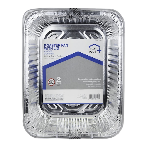 Home Plus Durable Foil 9-1/4 in. W X 11-3/4 in. L Roaster Pan Silver 2 pc - D88020
