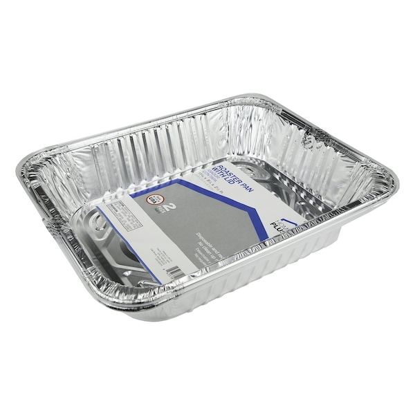 Home Plus Durable Foil 9-1/4 in. W X 11-3/4 in. L Roaster Pan Silver 2 pc - D88020