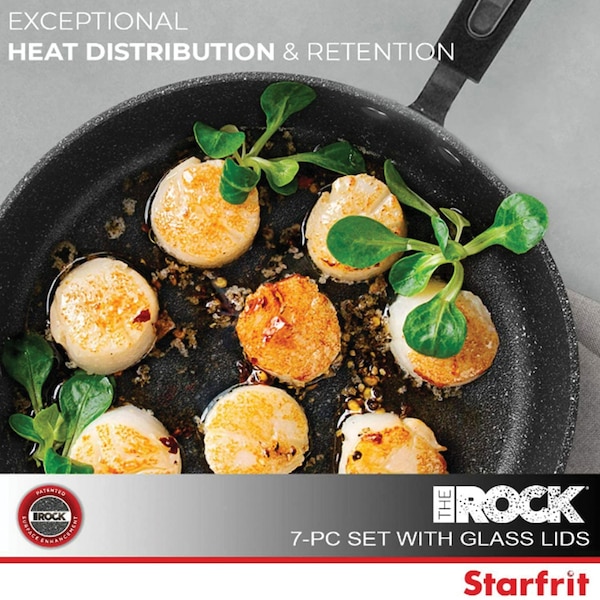 The Rock By Starfrit 7-Piece Cookware Set w/Bakelite Handles, Black - 030903-002-0000