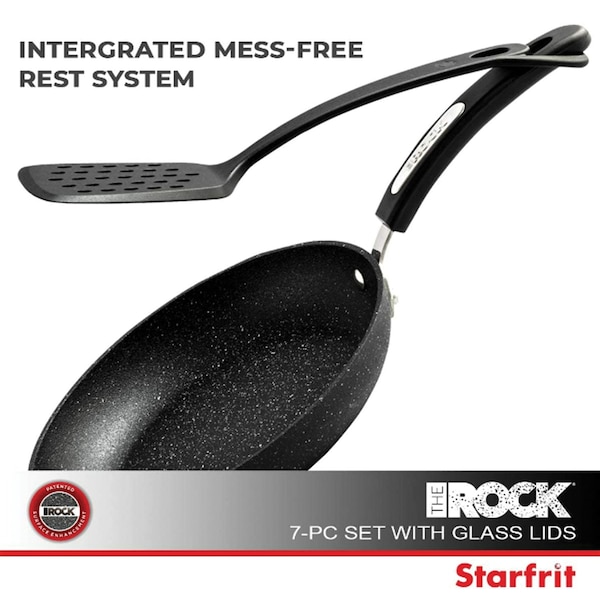 The Rock By Starfrit 7-Piece Cookware Set w/Bakelite Handles, Black - 030903-002-0000