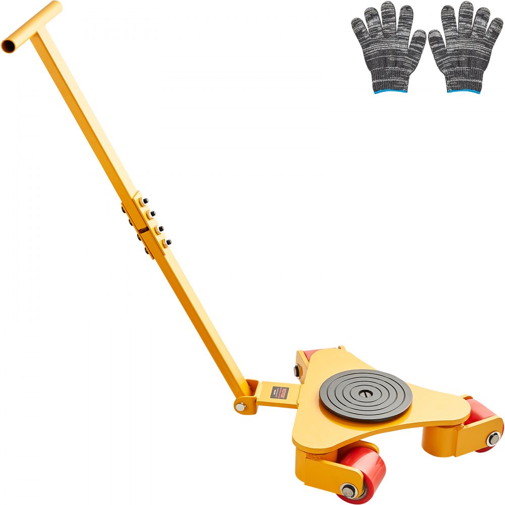 VEVOR Machinery Skate Dolly, 6614 LBS/3T Industrial Machinery Mover with Handle, Carbon Steel Machinery Moving Skate with 3 360° Swivel PU Wheels, 360° Rotation Non-Slip Cap for Warehouse, Workshop - GYXTKHSG13TPUGO00V0