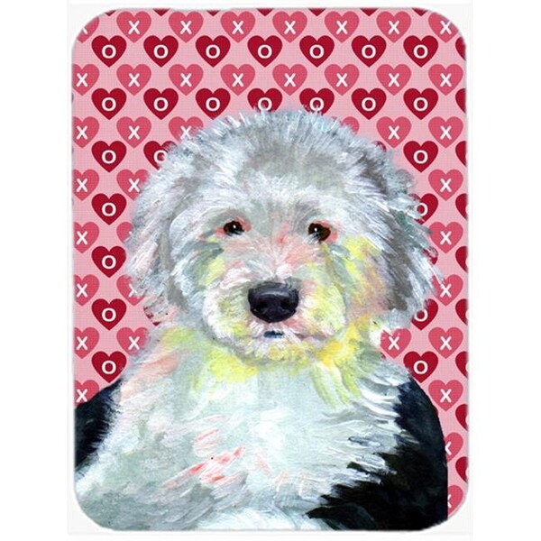 Carolines Treasures Carolines Treasures LH9171LCB 15 x 12 in. Old English Sheepdog Hearts Love and Valentines Day Glass Cutting Board - Large - LH9171LCB