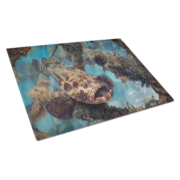 Carolines Treasures Golden Goliath Grouper Glass Cutting Board Large - JMA2003LCB