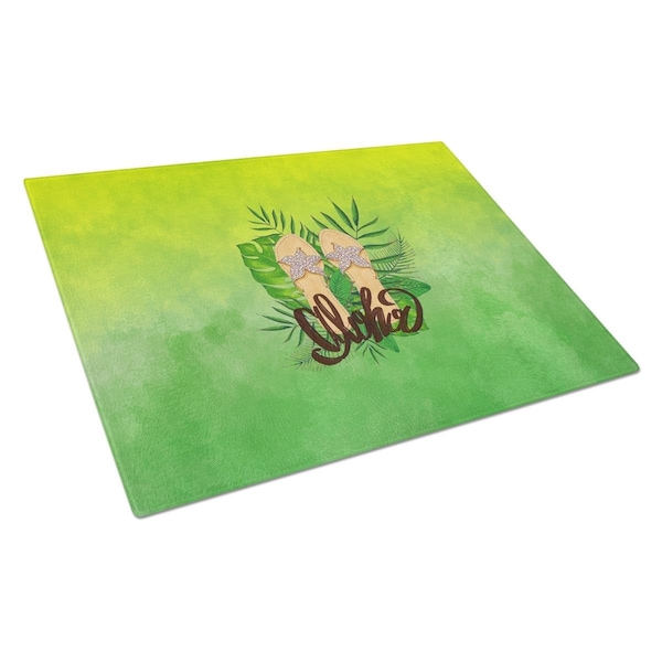 Carolines Treasures Aloha Flip Flops Glass Cutting Board Large - BB7449LCB