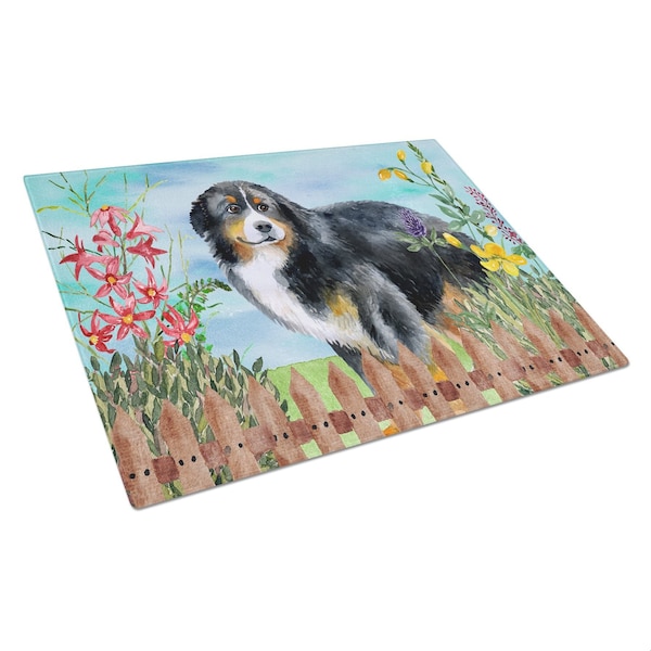 Carolines Treasures Bernese Mountain Dog Spring Glass Cutting Board, Large - CK1207LCB