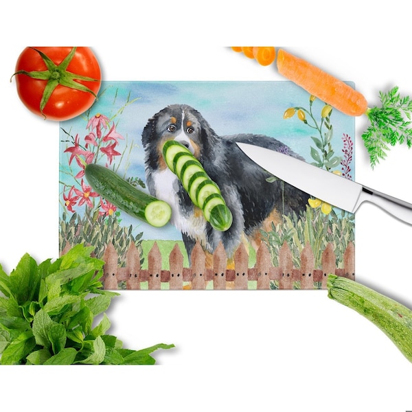 Carolines Treasures Bernese Mountain Dog Spring Glass Cutting Board, Large - CK1207LCB