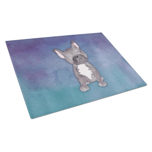 Carolines Treasures French Bulldog Watercolor Glass Cutting Board Large - BB7395LCB