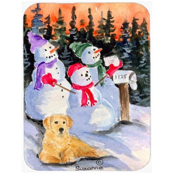 Carolines Treasures Carolines Treasures SS8989LCB Snowman With Golden Retriever Glass Cutting Board; Large - SS8989LCB