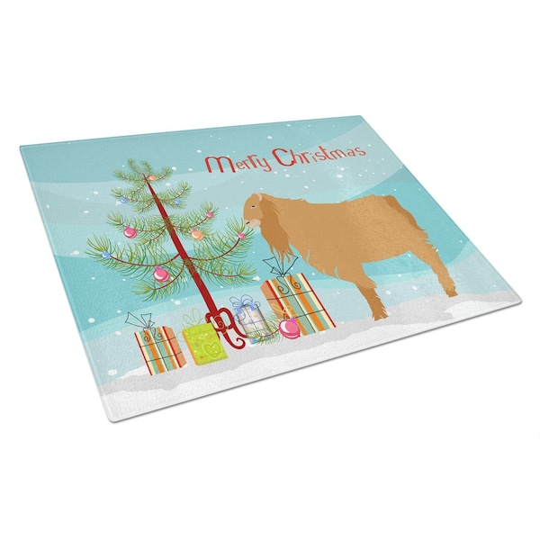 Carolines Treasures American Lamancha Goat Christmas Glass Cutting Board - Large - BB9252LCB