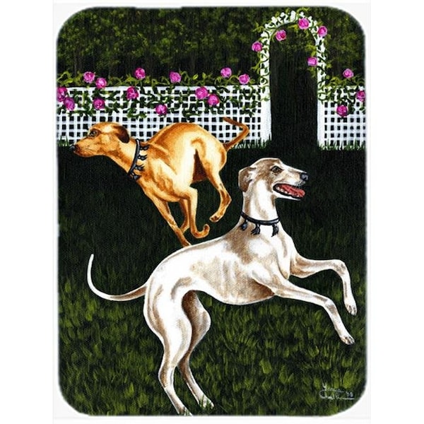 Carolines Treasures Carolines Treasures AMB1354LCB Rose Garden Frolick Greyhounds Glass Large Cutting Board - AMB1354LCB