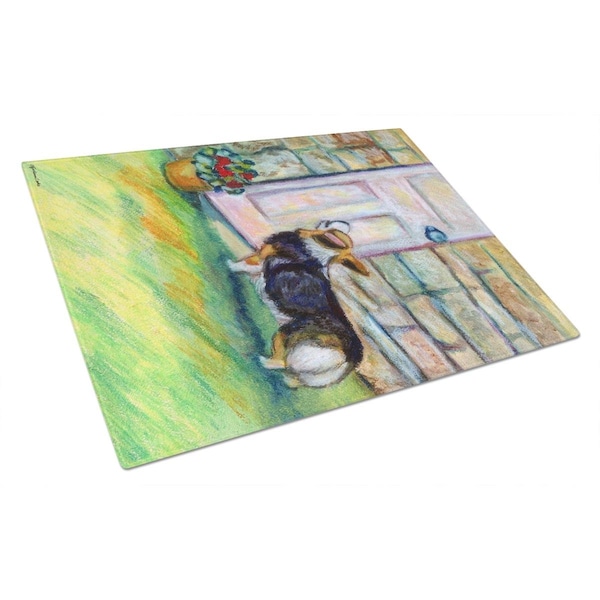 Carolines Treasures Let Me in Corgi Glass Cutting Board Large - 7370LCB