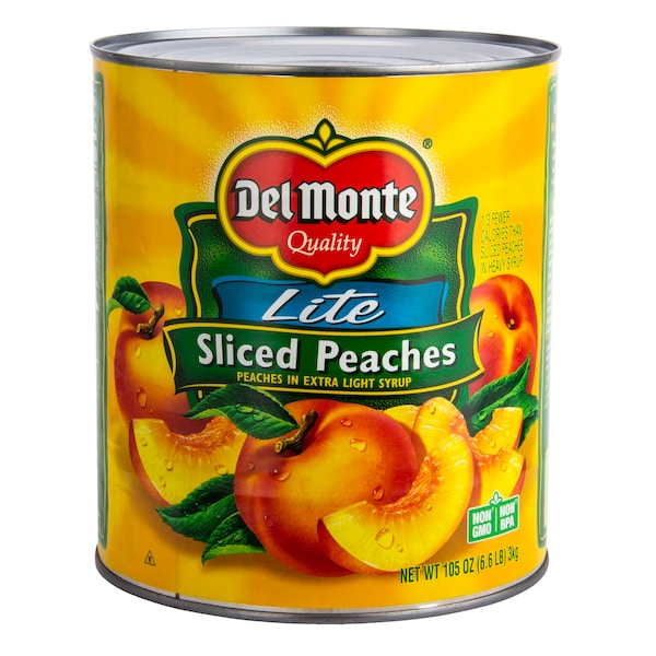 Duraznos en rebanadas Del Monte en almíbar extra ligero lata de 105 oz., paquete de 6 - 2004734