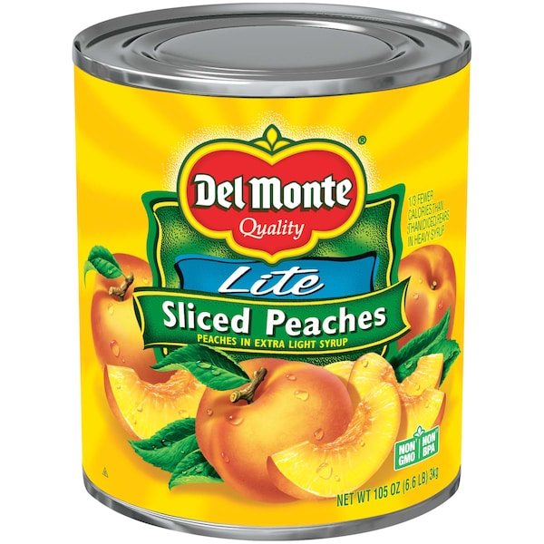 Duraznos en rebanadas Del Monte en almíbar extra ligero lata de 105 oz., paquete de 6 - 2004734