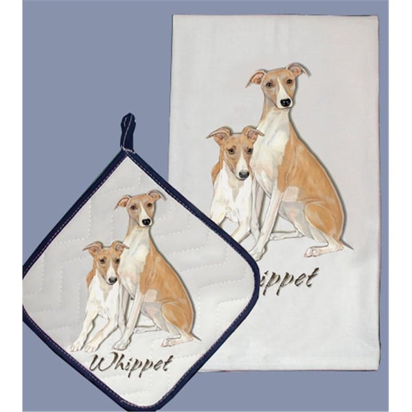 Pipsqueak Productions Dish Towel and Pot Holder Set - Whippet - PI392881