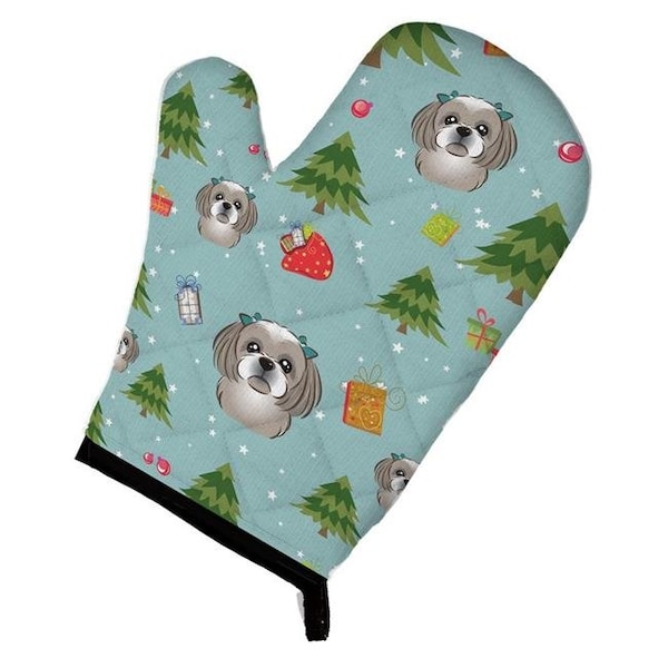Carolines Treasures Carolines Treasures BB5039OVMT Christmas Grey & Silver Shih Tzu Oven Mitt - BB5039OVMT