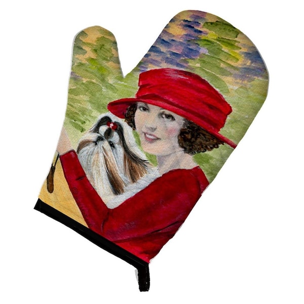 Carolines Treasures Lady driving with Her Shih Tzu Oven Mitt - SS8539OVMT