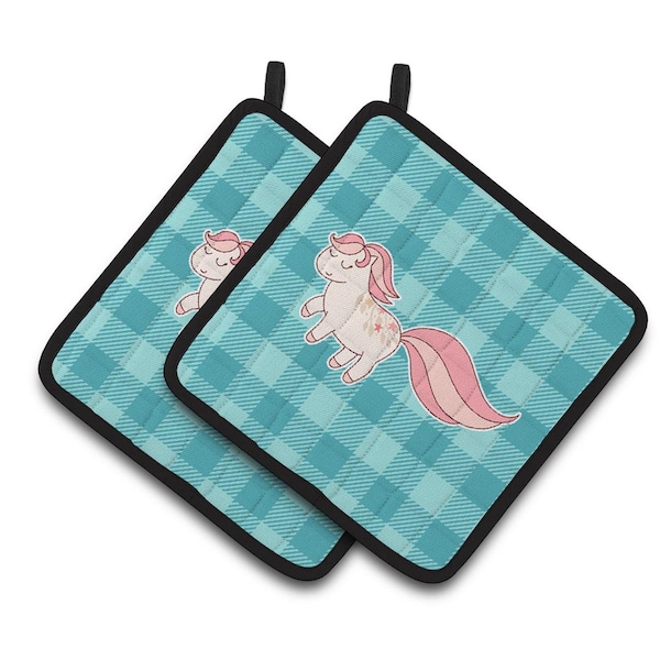 Carolines Treasures Little Pink Pony Polkadots Pair of Pot Holders - BB7061PTHD