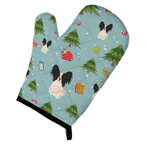 Carolines Treasures Christmas Papillon Black and White Oven Mitt - BB4736OVMT