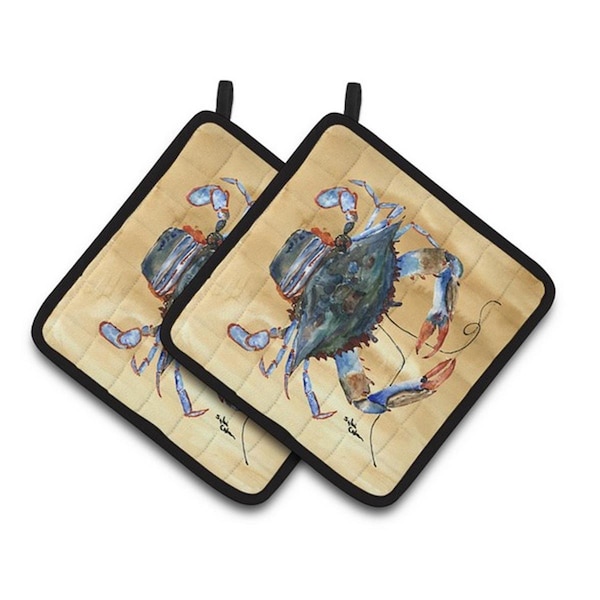Carolines Treasures Crab Pair of Pot Holders, 7.5 x 3 x 7.5 in. - 8156PTHD