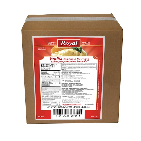 Mezcla de relleno instantáneo para pudín y tarta de vainilla Royal Royal de 45 libras - 48755