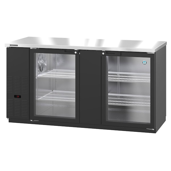 Hoshizaki America Refrigerator, Two Section, Black Vinyl Back Bar Back Bar, Glass Doors,  - BB69-G