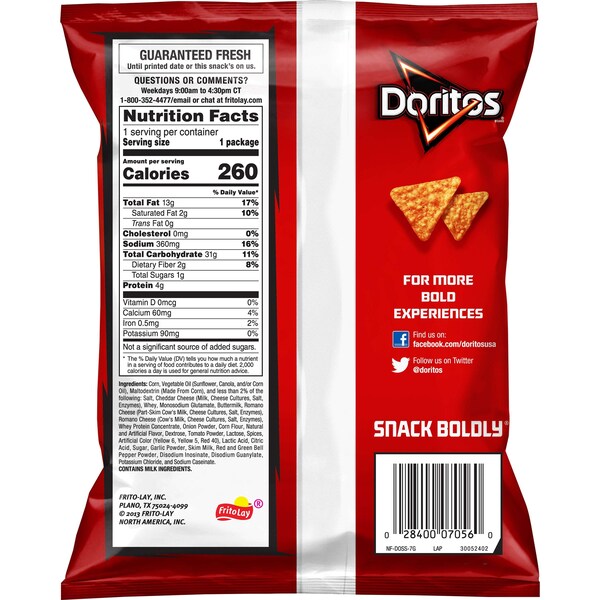 Doritos Doritos Nacho Botana de un solo servicio 1.75 oz, PK64 - 44375