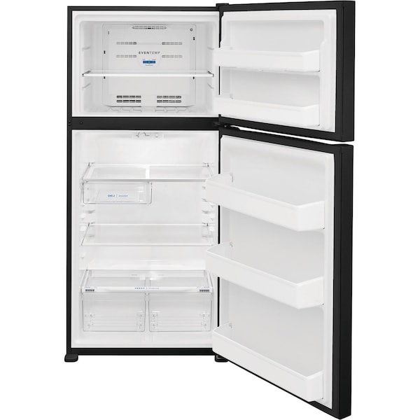 Almo 18.3 cu. ft. Top Mount Refrigerator with Glass Shelves and Optional Icemaker, ADA Compliant, Black - FFTR1835VB