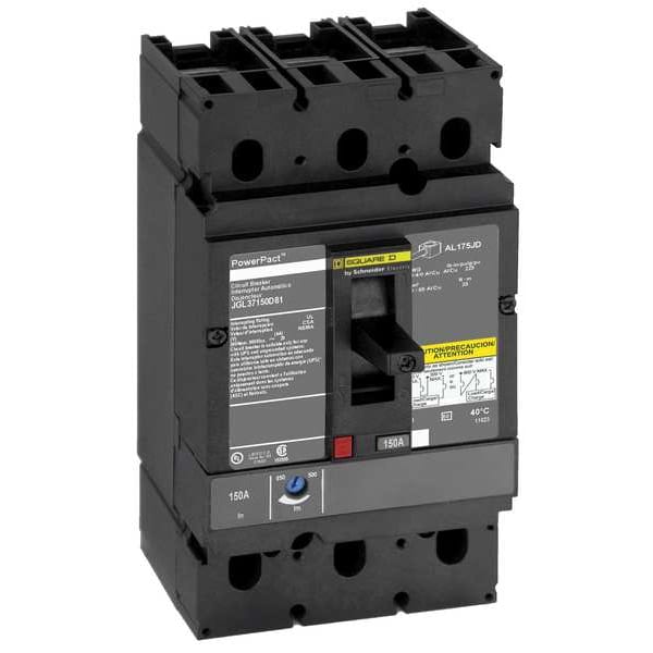 Square D Molded Case Circuit Breaker, JGL Series, 125A, 3 Pole, 600V AC, 65kA at 240V AC - JGL37125D81