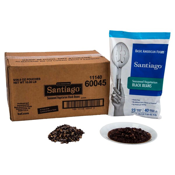 Frijoles Negros Vegetarianos Condimentados de Temporada Baf Santiago Santiago 26.9 oz. Pchs, PK6 - 60045