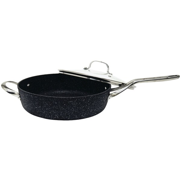 The Rock By Starfrit 11 in., 4.7-Quart Deep Saute Pan with Glass Lid & Stainless Steel Handles - 060318-003-0000