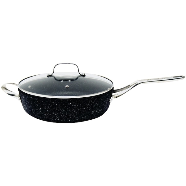 The Rock By Starfrit 11 in., 4.7-Quart Deep Saute Pan with Glass Lid & Stainless Steel Handles - 060318-003-0000
