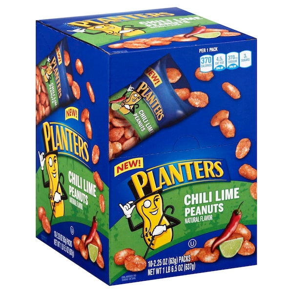 Planters Maní con Chile y Limón en Tubo de 2.25 oz, Paquete de 30 - 10029000020457