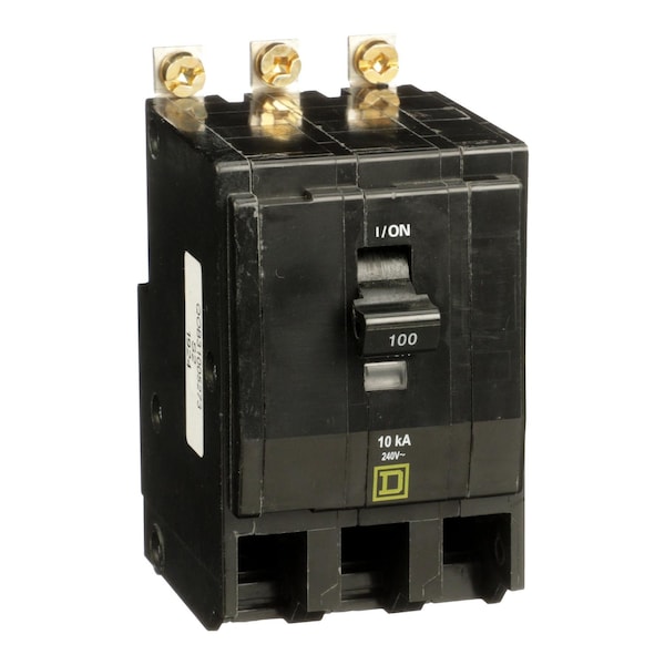 Square D Miniature Circuit Breaker, QOB Series, 100A, 3 Pole, 240V AC, 10kA at 120/240V AC - QOB31005273