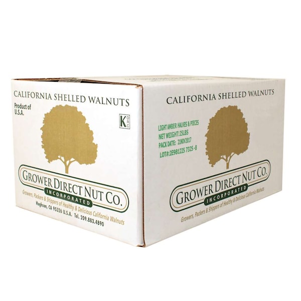 Producto nueces Commodity light Amber Combo mitades y piezas de nogal 25 libras - 497405