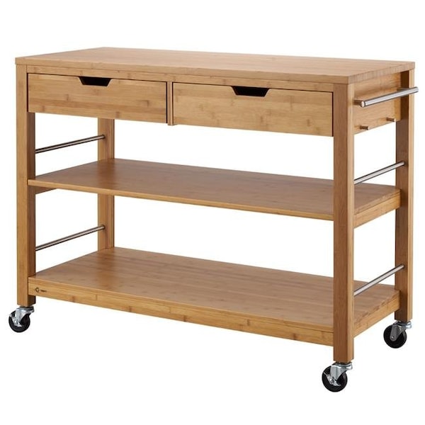 Trinity Trinity TBFLNA-1407 48 in. Bamboo Kitchen Island with Drawers - 36.25 x 47.25 x 20 in. - TBFLNA-1407
