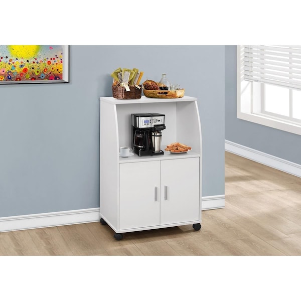 Gfancy Fixtures 33 in. White on Castors Kitchen Cart - GF3082588