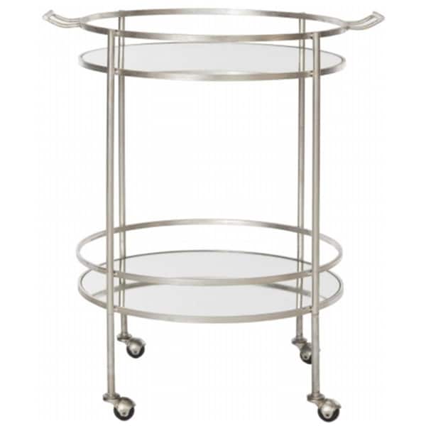 Safavieh Lavinia Bar Cart- Silver and Mirror Top - 33 x 26 x 26 in. - FOX2552A