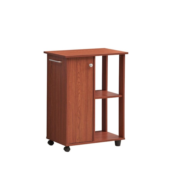 Made-To-Order 23.6 in. Wide Open Shelves & Cabinet Space Kitchen Cart, Cherry - MA2975625