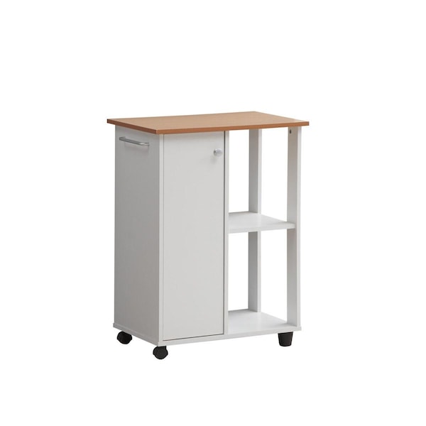 Made-To-Order 23.6 in. Wide Open Shelves & Cabinet Space Kitchen Cart, White - MA2977271