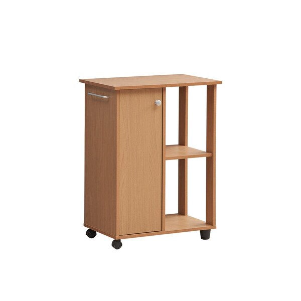 Made-To-Order 23.6 in. Wide Open Shelves & Cabinet Space Kitchen Cart, Beech - MA2979178
