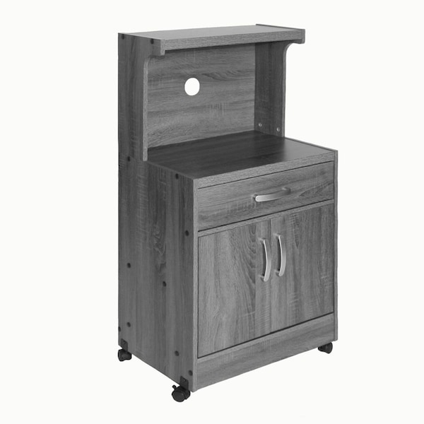 Better Home 16 x 45 x 23.5 in. Shelby Kitchen Wooden Microwave Cart, Gray - 616859964440