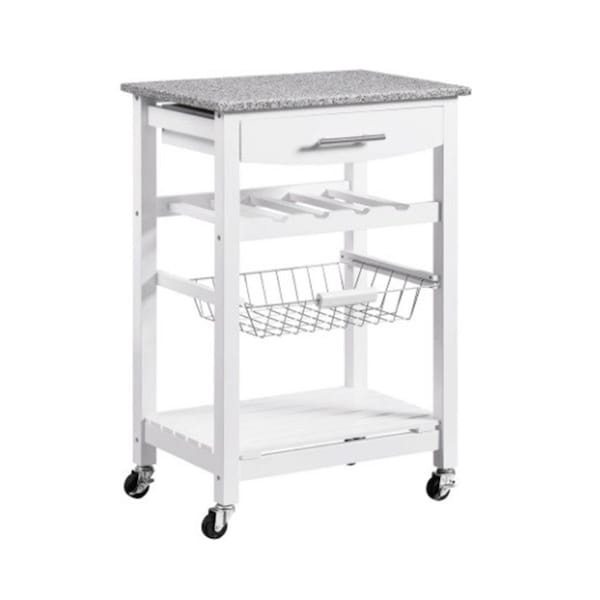 Linon Home Decor Products Roger White Kitchen Island Granite Top - KI091WHT01U