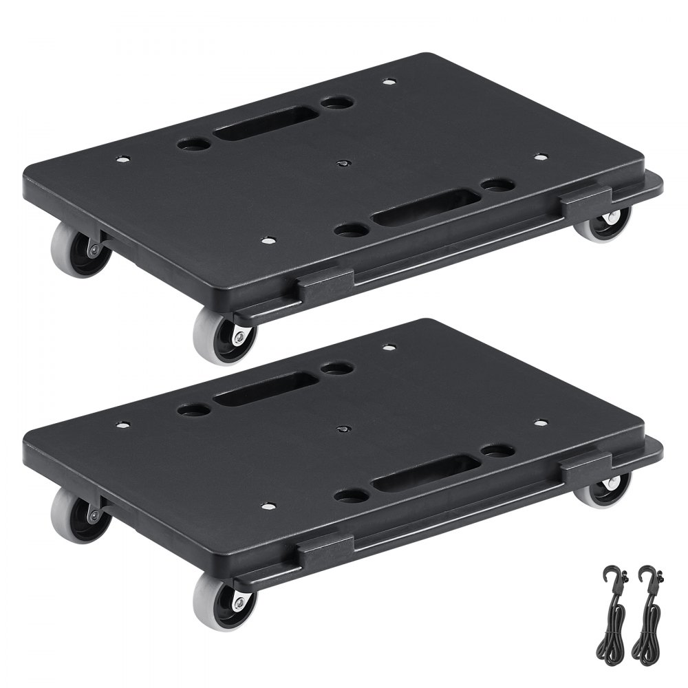 VEVOR Furniture Dolly, 500 lbs Capacity Each Count, Furniture Mover with Wheels, Portable Moving Rollers 4 Wheels Heavy Duty, Small Flat Dolly Cart with Interlocking for Heavy Furniture, 2 Pack, Black - WGC1611INCHS52QR5V0
