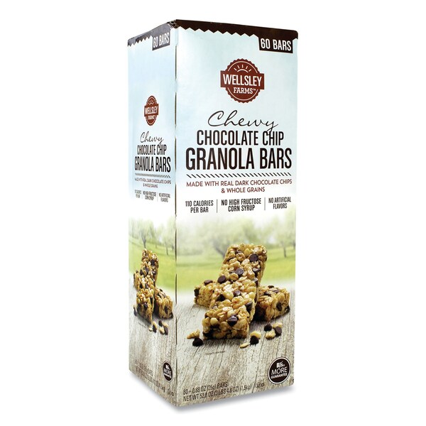Barras de granola masticables con chispas de chocolate Wellsley Farms™, 0.88 oz por barra, paquete de 60 - 2552.
